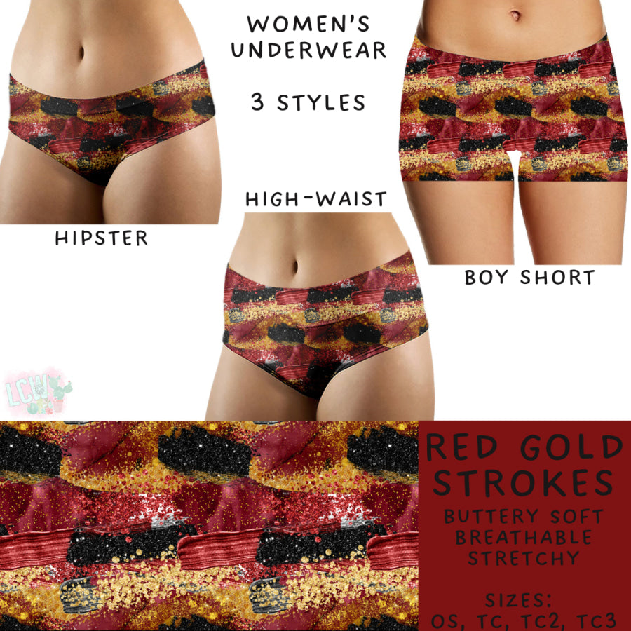 Preorder Custom Buttery Soft Underwear - Red Gold Strokes - Closes 27 Nov - ETA late Feb 2025 Underwear