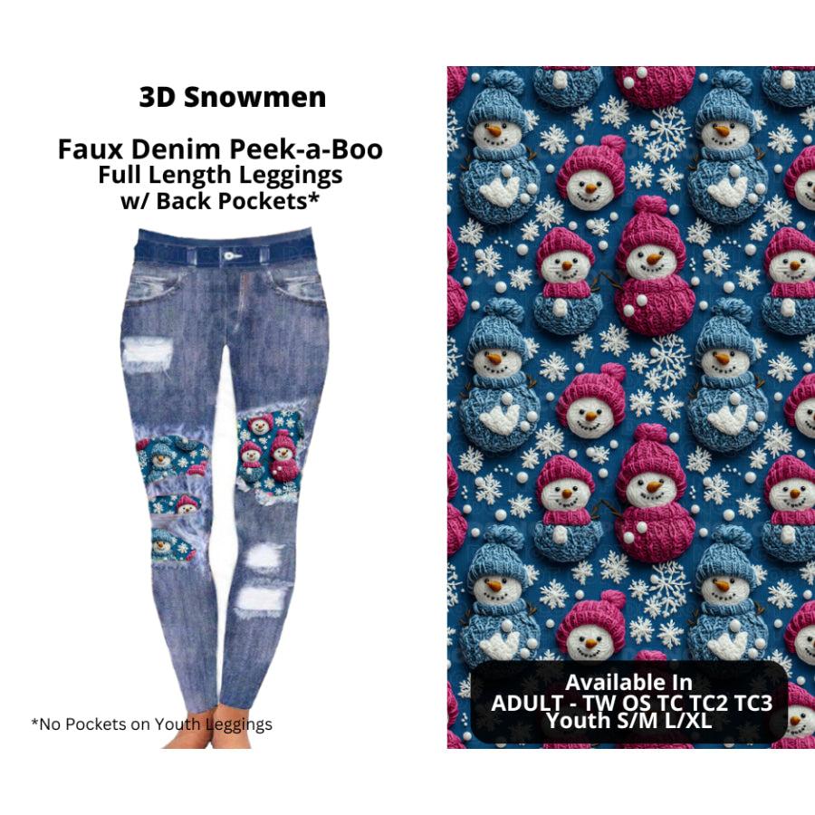 Preorder Custom Cardigans / Faux Denim Leggings - 3D Snowmen - Closes 10 Oct - ETA late Dec 2024 Cardigan