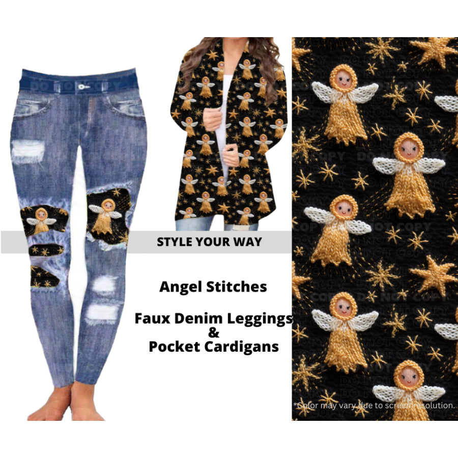 Preorder Custom Cardigans / Faux Denim Leggings - Angel Stitches - Closes 10 Oct - ETA late Dec 2024 Cardigan