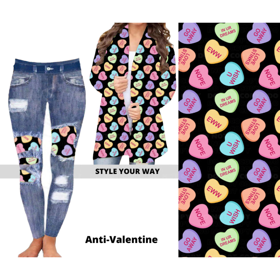 Preorder Custom Cardigans / Faux Denim Leggings - Anti Valentine - Closes 20 Nov - ETA early Feb 2025 Cardigan