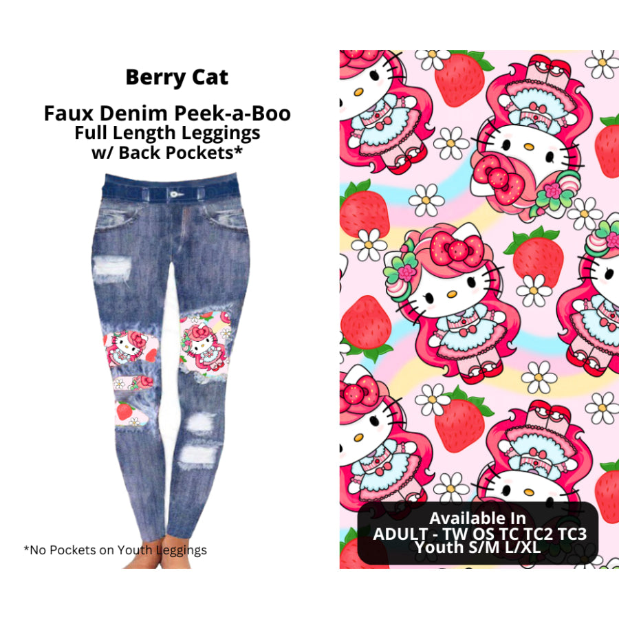 Preorder Custom Cardigans / Faux Denim Leggings - Berry Cat - Closes 20 Nov - ETA early Feb 2025 Cardigan