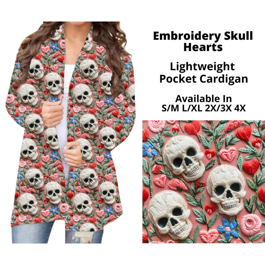 Preorder Custom Cardigans / Faux Denim Leggings - Embroidery Skull Hearts - Closes 20 Nov - ETA early Feb 2025 Cardigan