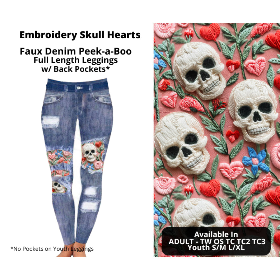 Preorder Custom Cardigans / Faux Denim Leggings - Embroidery Skull Hearts - Closes 20 Nov - ETA early Feb 2025 Cardigan