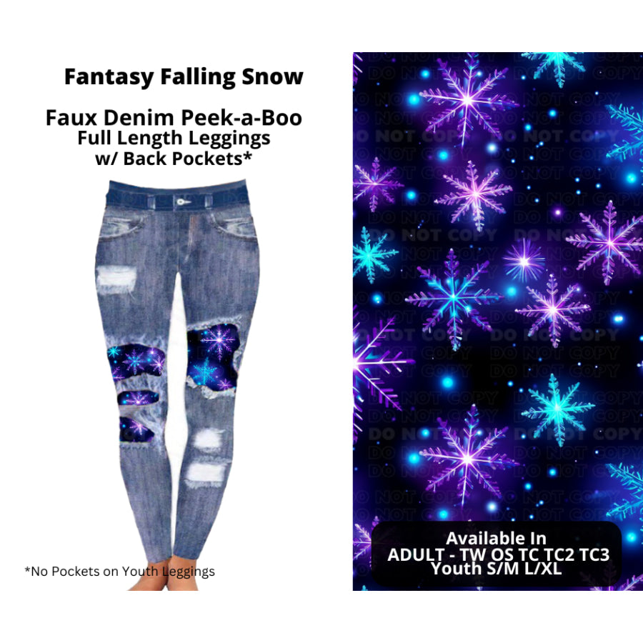 Preorder Custom Cardigans / Faux Denim Leggings - Fantasy Falling Snow - Closes 10 Oct - ETA late Dec 2024 Cardigan