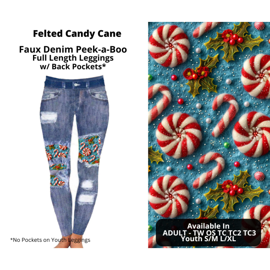 Preorder Custom Cardigans / Faux Denim Leggings - Felted Candy Cane - Closes 10 Oct - ETA late Dec 2024 Cardigan