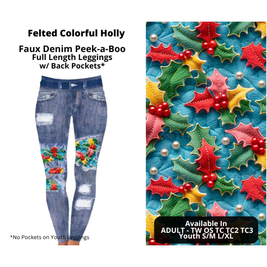 Preorder Custom Cardigans / Faux Denim Leggings - Felted Colourful Holly - Closes 19 Sep - ETA mid Dec 2024 Cardigan