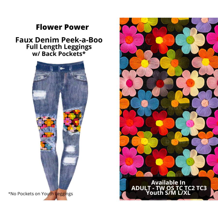 Preorder Custom Cardigans / Faux Denim Leggings - Flower Power - Closes 20 Nov - ETA early Feb 2025 Cardigan