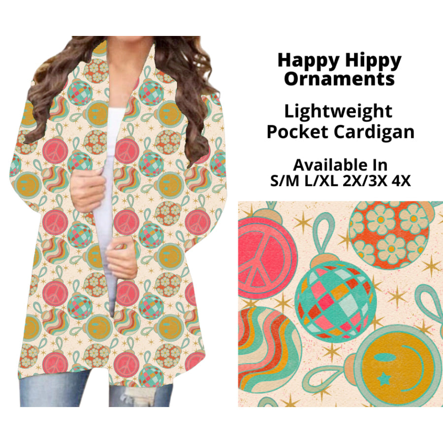 Preorder Custom Cardigans / Faux Denim Leggings - Happy Hippy Ornaments - Closes 19 Sep - ETA mid Dec 2024 Cardigan