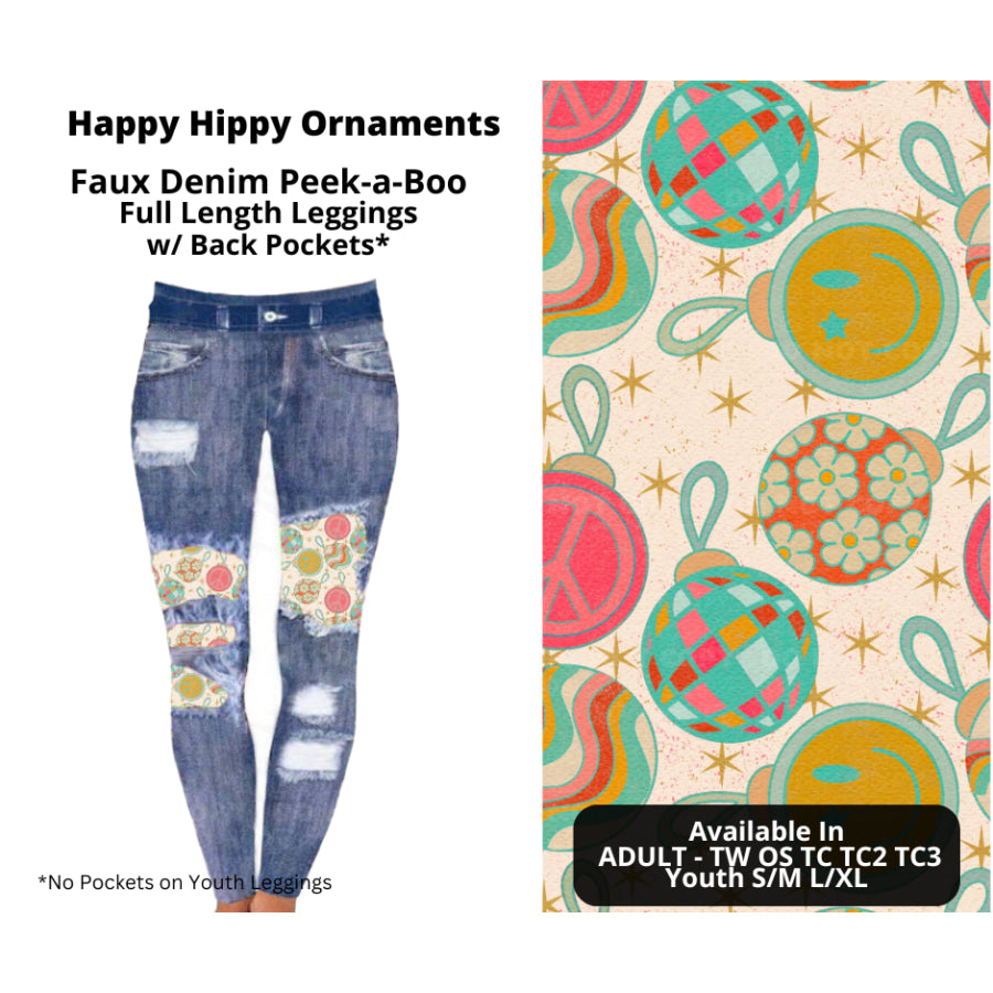 Preorder Custom Cardigans / Faux Denim Leggings - Happy Hippy Ornaments - Closes 19 Sep - ETA mid Dec 2024 Cardigan