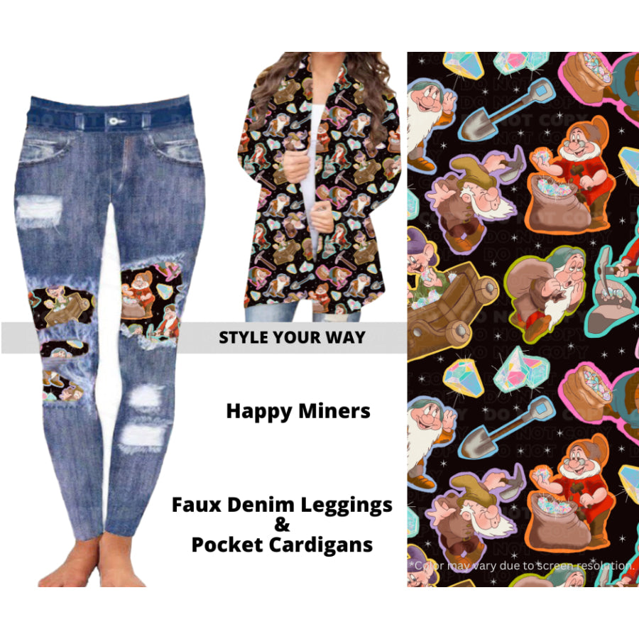 Preorder Custom Cardigans / Faux Denim Leggings - Happy Miners - Closes 10 Oct - ETA late Dec 2024 Cardigan