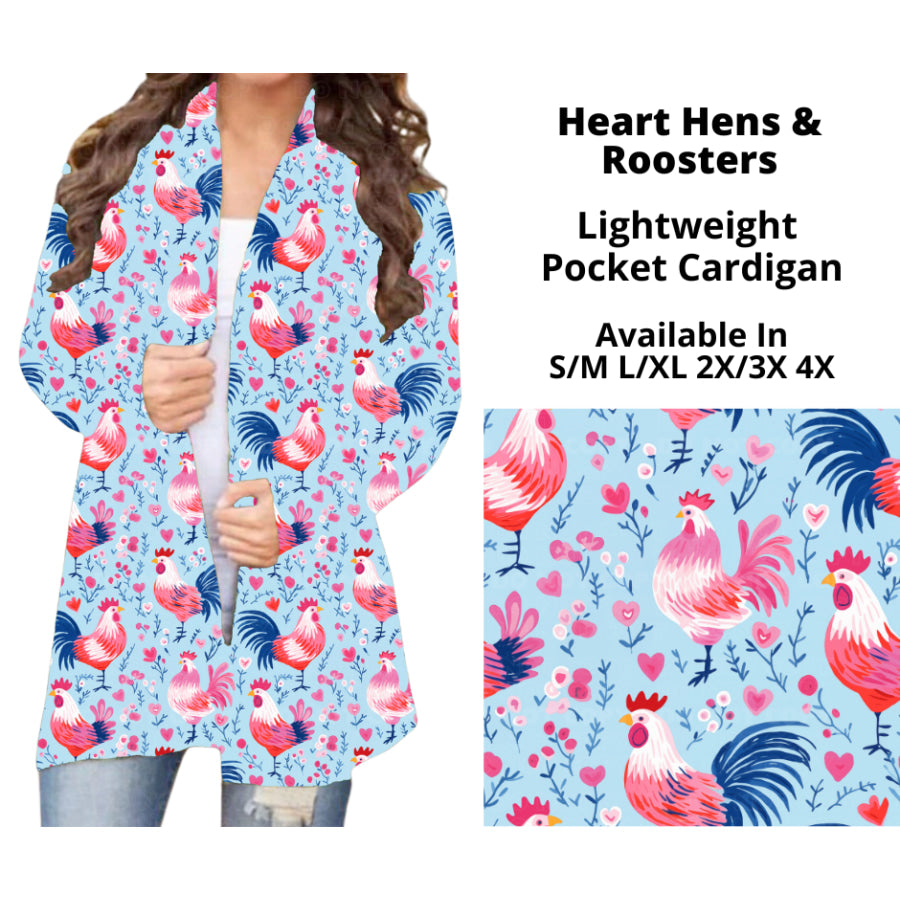 Preorder Custom Cardigans / Faux Denim Leggings - Heart Hens and Roosters - Closes 20 Nov - ETA early Feb 2025 Cardigan