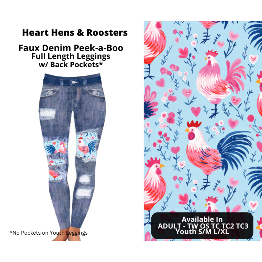 Preorder Custom Cardigans / Faux Denim Leggings - Heart Hens and Roosters - Closes 20 Nov - ETA early Feb 2025 Cardigan