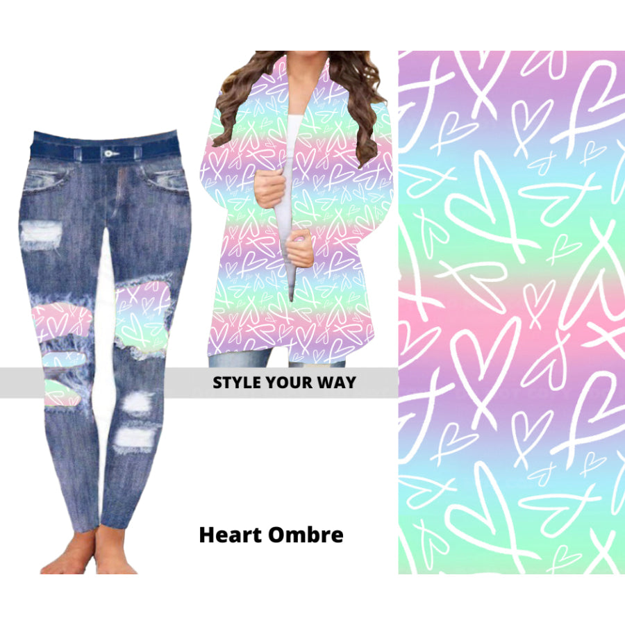 Preorder Custom Cardigans / Faux Denim Leggings - Heart Ombre - Closes 20 Nov - ETA early Feb 2025 Cardigan