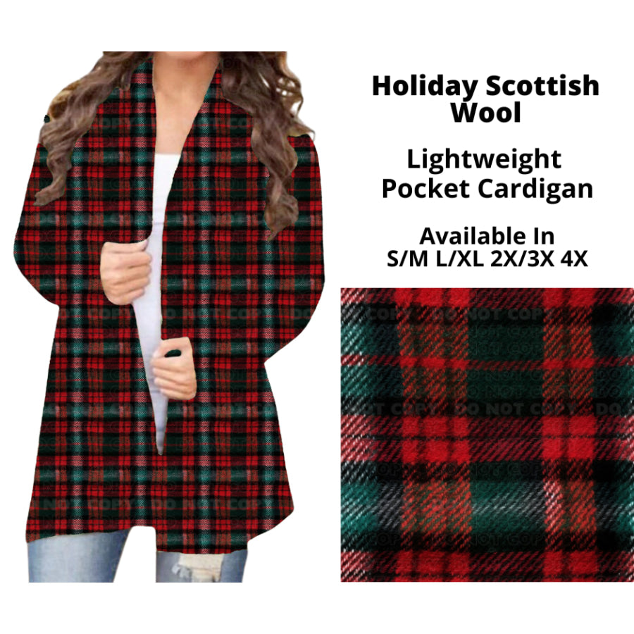 Preorder Custom Cardigans / Faux Denim Leggings - Holiday Scottish Wool - Closes 10 Oct - ETA late Dec 2024 Cardigan