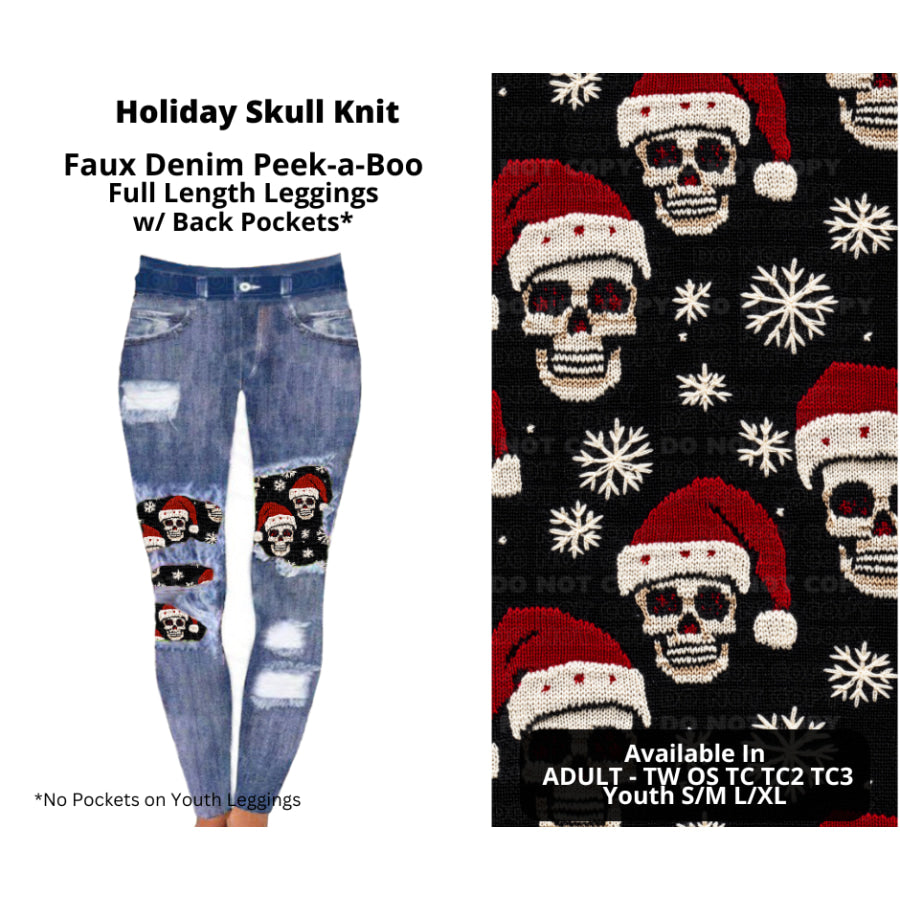 Preorder Custom Cardigans / Faux Denim Leggings - Holiday Skull Knit - Closes 19 Sep - ETA mid Dec 2024 Cardigan