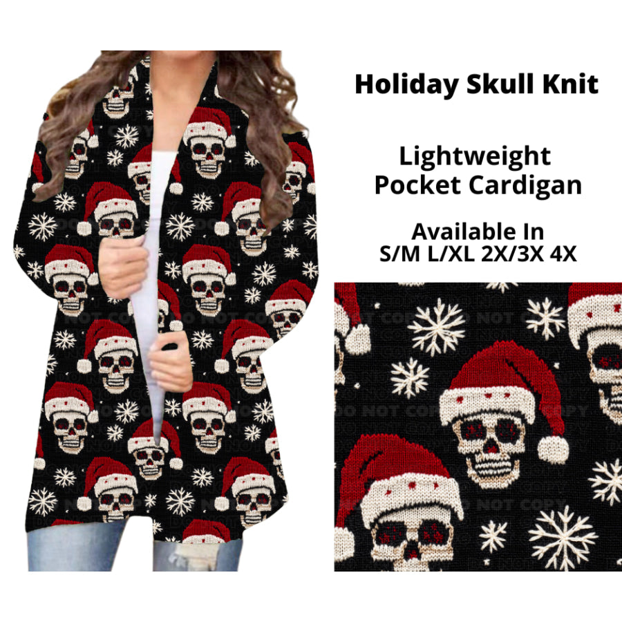 Preorder Custom Cardigans / Faux Denim Leggings - Holiday Skull Knit - Closes 19 Sep - ETA mid Dec 2024 Cardigan