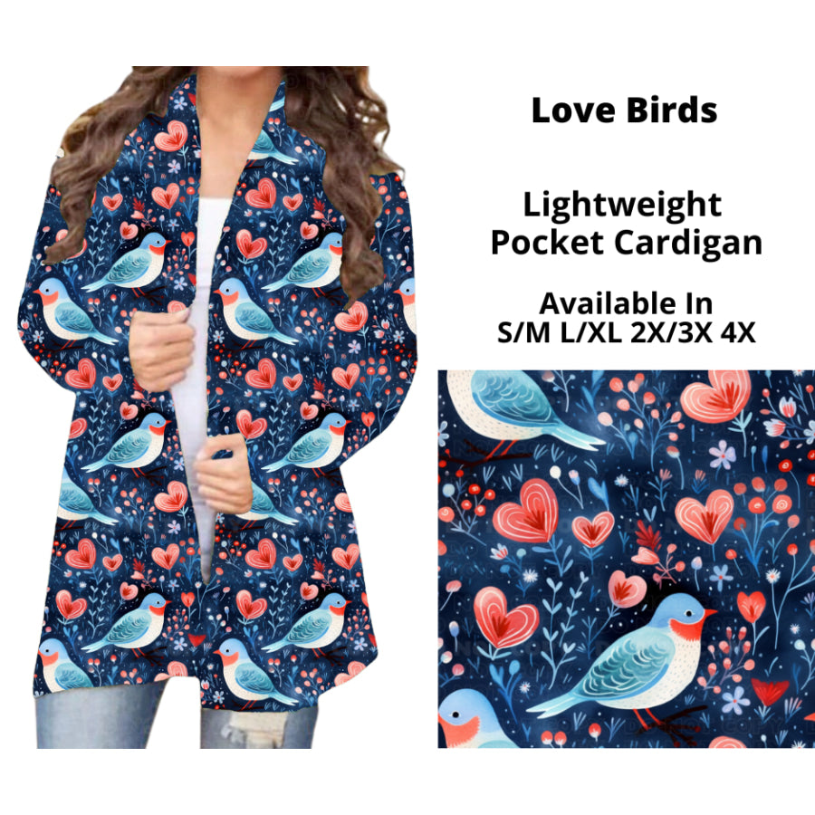 Preorder Custom Cardigans / Faux Denim Leggings - Love Birds - Closes 20 Nov - ETA early Feb 2025 Cardigan