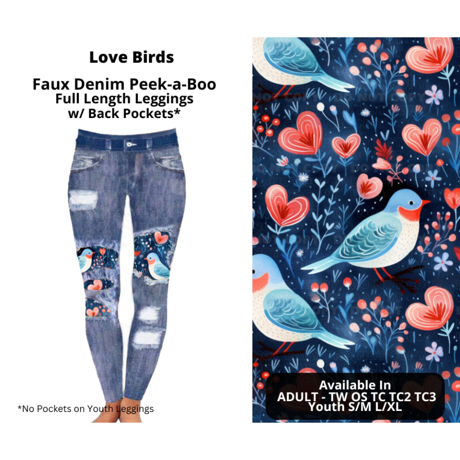 Preorder Custom Cardigans / Faux Denim Leggings - Love Birds - Closes 20 Nov - ETA early Feb 2025 Cardigan