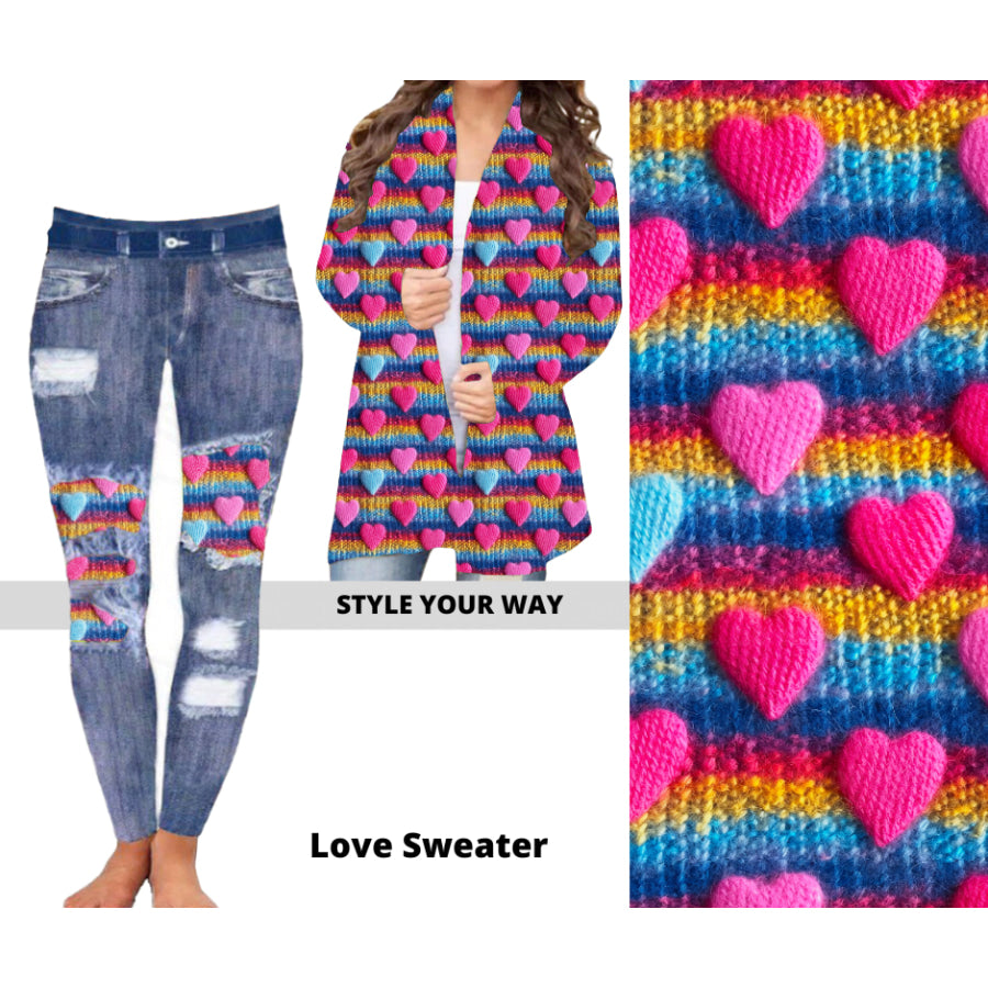 Preorder Custom Cardigans / Faux Denim Leggings - Love Sweater - Closes 20 Nov - ETA early Feb 2025 Cardigan