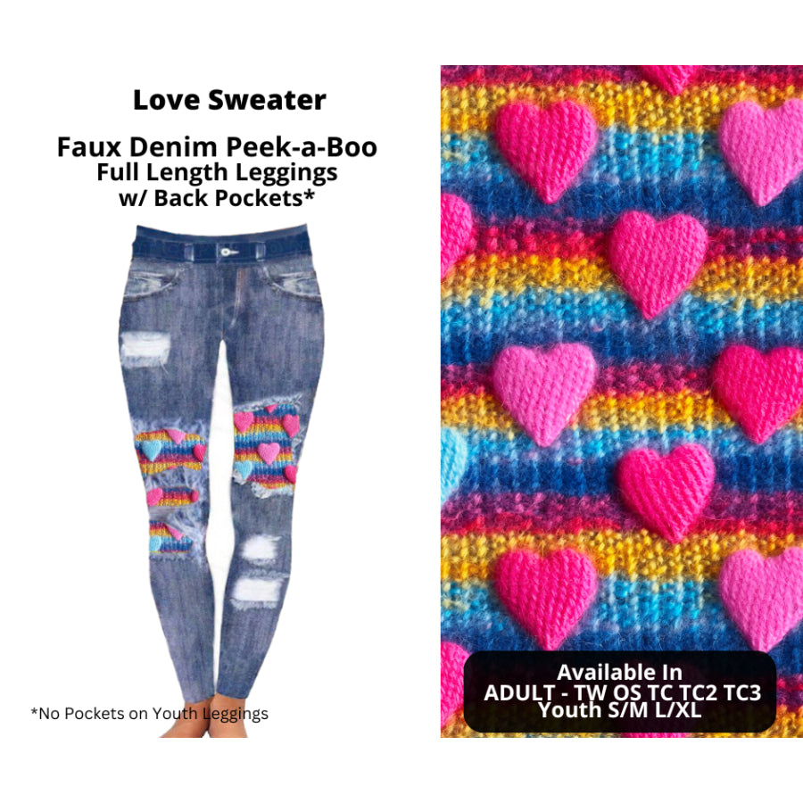 Preorder Custom Cardigans / Faux Denim Leggings - Love Sweater - Closes 20 Nov - ETA early Feb 2025 Cardigan