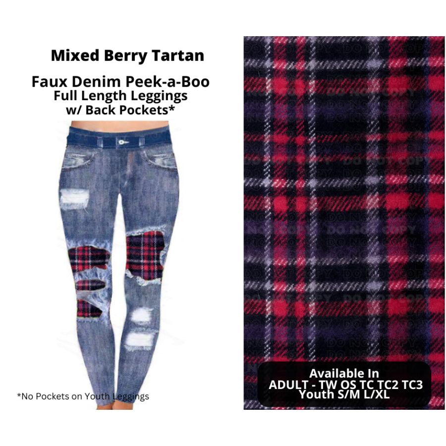 Preorder Custom Cardigans / Faux Denim Leggings - Mixed Berry Tartan - Closes 19 Sep - ETA mid Dec 2024 Cardigan