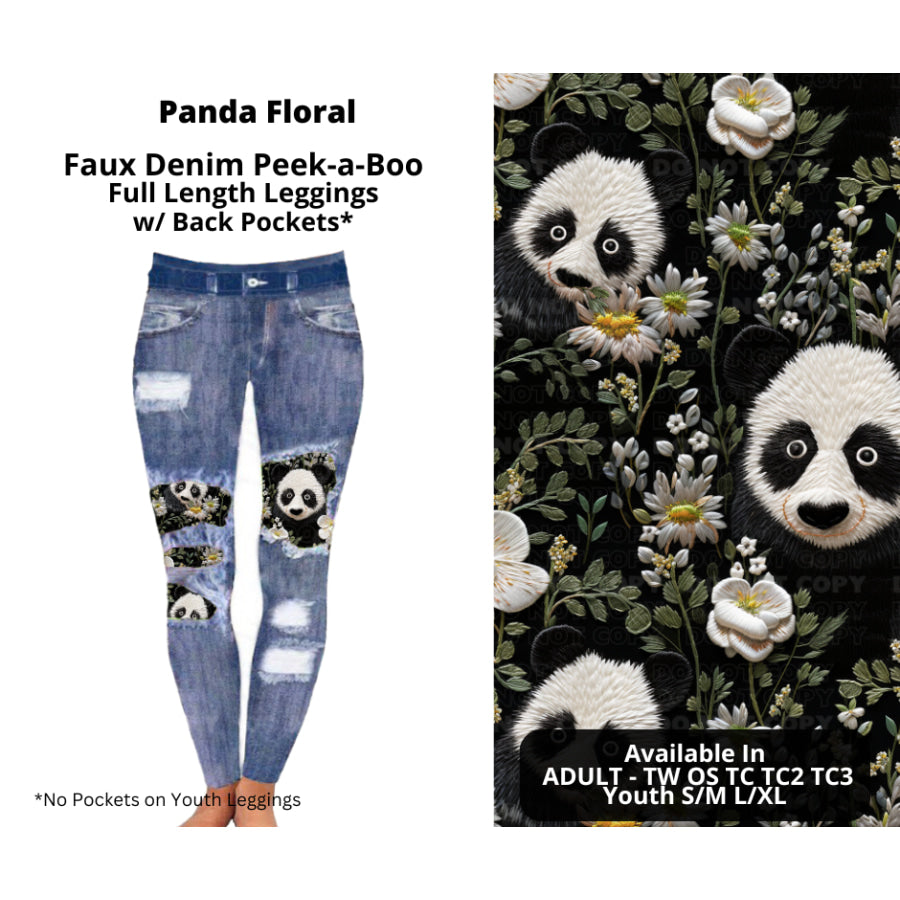 Preorder Custom Cardigans / Faux Denim Leggings - Panda Floral - Closes 10 Oct - ETA late Dec 2024 Cardigan