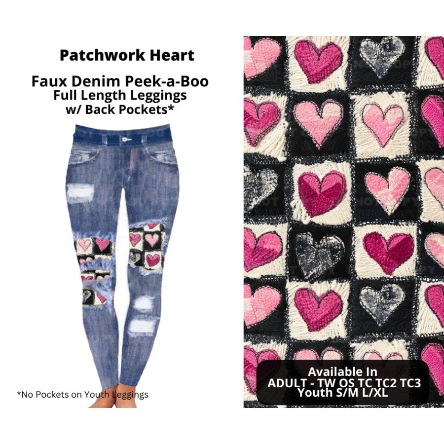 Preorder Custom Cardigans / Faux Denim Leggings - Patchwork Heart - Closes 20 Nov - ETA early Feb 2025 Cardigan