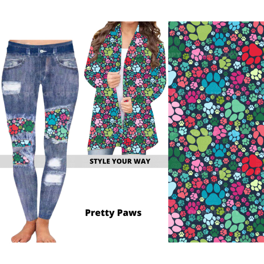 Preorder Custom Cardigans / Faux Denim Leggings - Pretty Paws - Closes 19 Sep - ETA mid Dec 2024 Cardigan