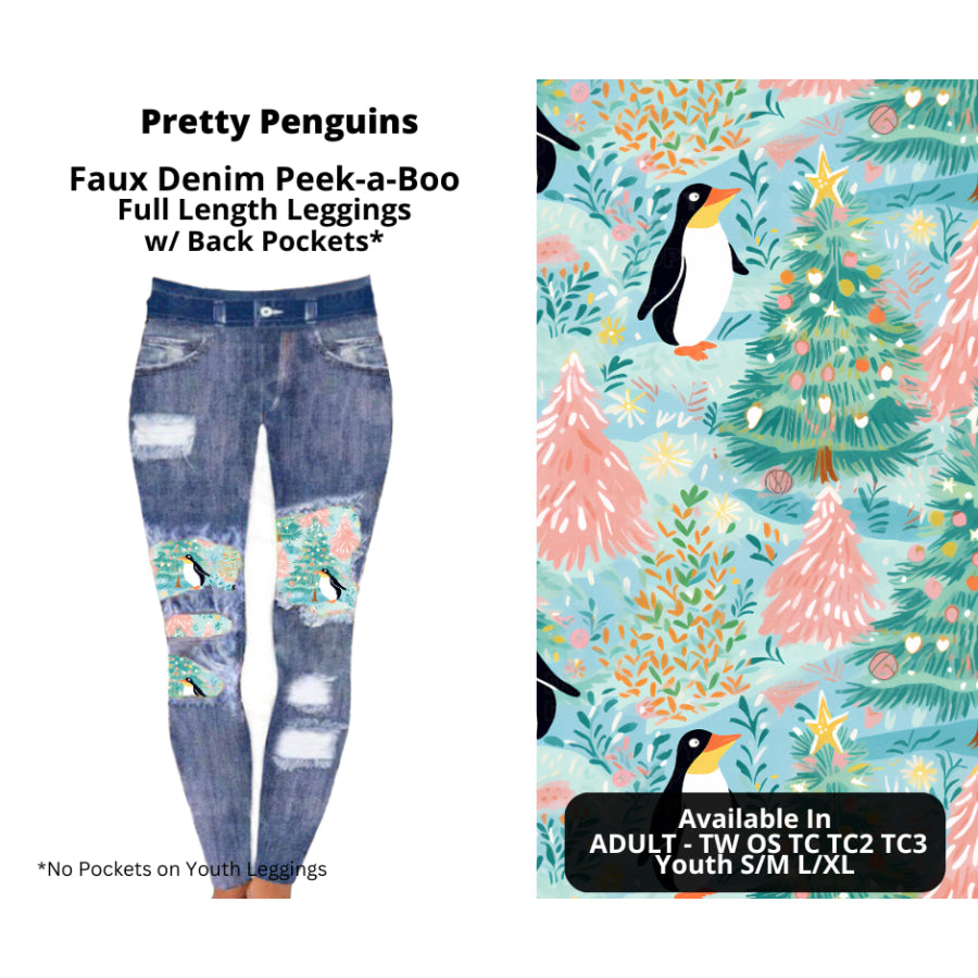 Preorder Custom Cardigans / Faux Denim Leggings - Pretty Penguins - Closes 19 Sep - ETA mid Dec 2024 Cardigan