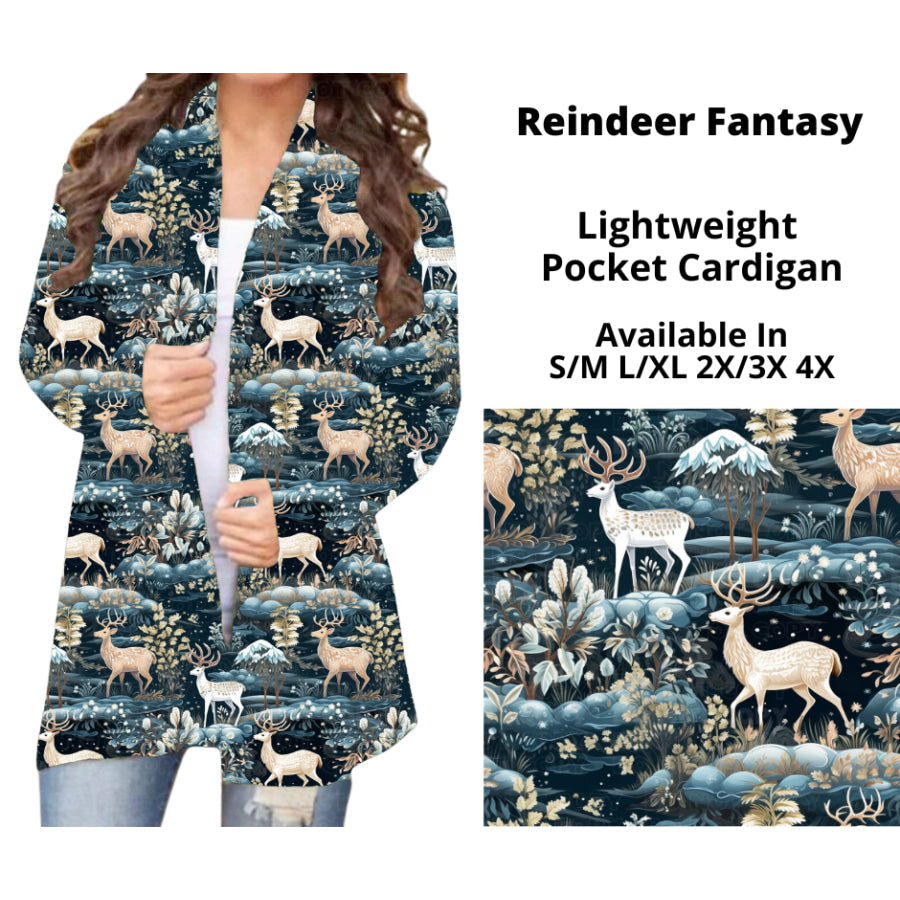 Preorder Custom Cardigans / Faux Denim Leggings - Reindeer Fantasy - Closes 10 Oct - ETA late Dec 2024 Cardigan