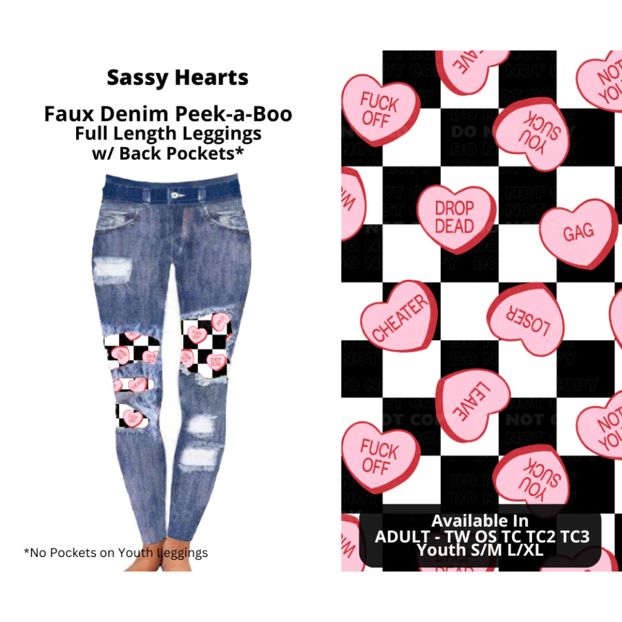 Preorder Custom Cardigans / Faux Denim Leggings - Sassy Hearts - Closes 20 Nov - ETA early Feb 2025 Cardigan