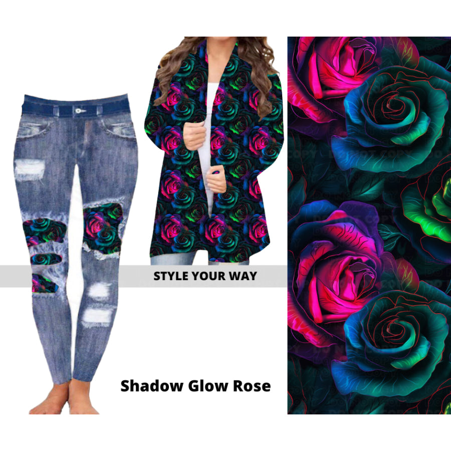 Preorder Custom Cardigans / Faux Denim Leggings - Shadow Glow Rose - Closes 20 Nov - ETA early Feb 2025 Cardigan