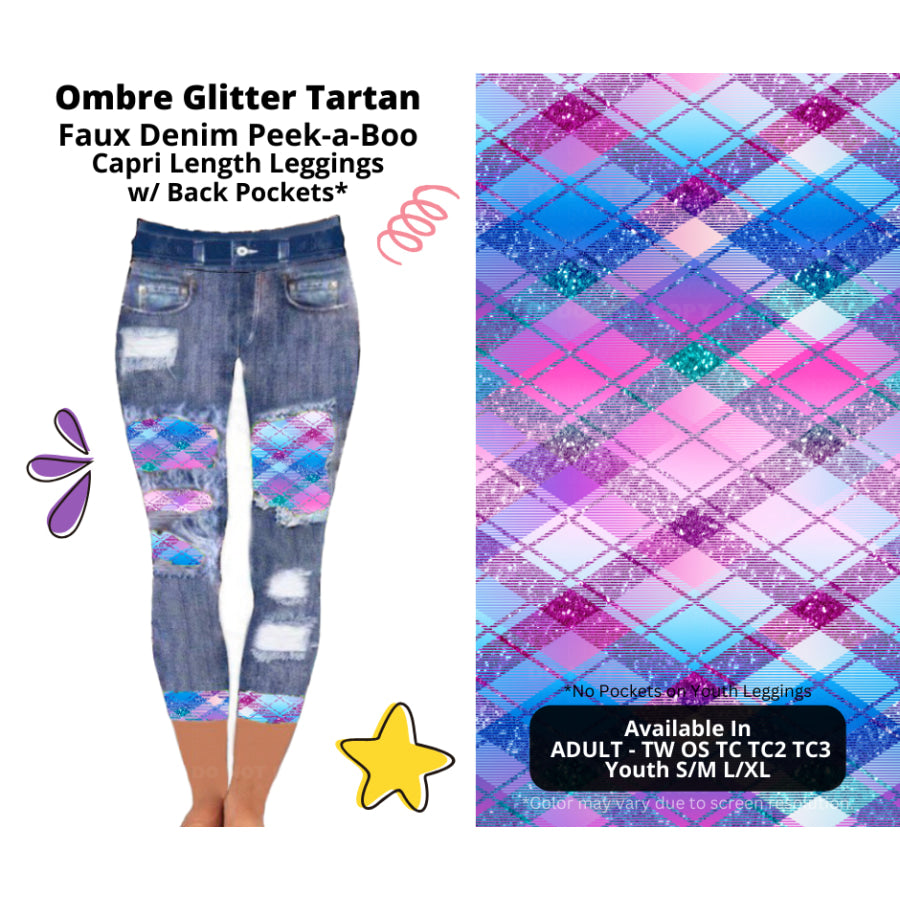 Preorder Custom Cardigans / Faux Denim Leggings / Shorts - Ombre Glitter Tartan - Closes 5 Mar - ETA late Jun 2025 Cardigan