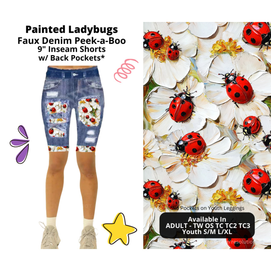 Preorder Custom Cardigans / Faux Denim Leggings / Shorts - Painted Ladybugs - Closes 5 Mar - ETA late Jun 2025 Cardigan