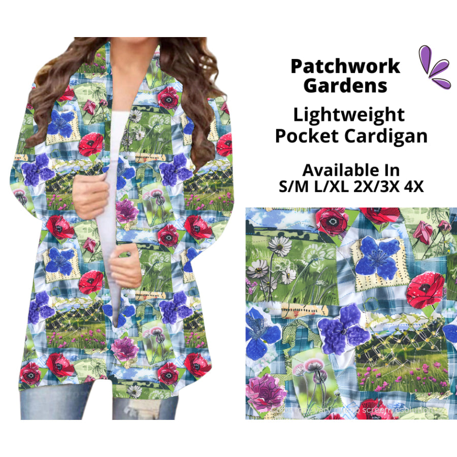 Preorder Custom Cardigans / Faux Denim Leggings / Shorts - Patchwork Gardens - Closes 5 Mar - ETA late Jun 2025 Cardigan