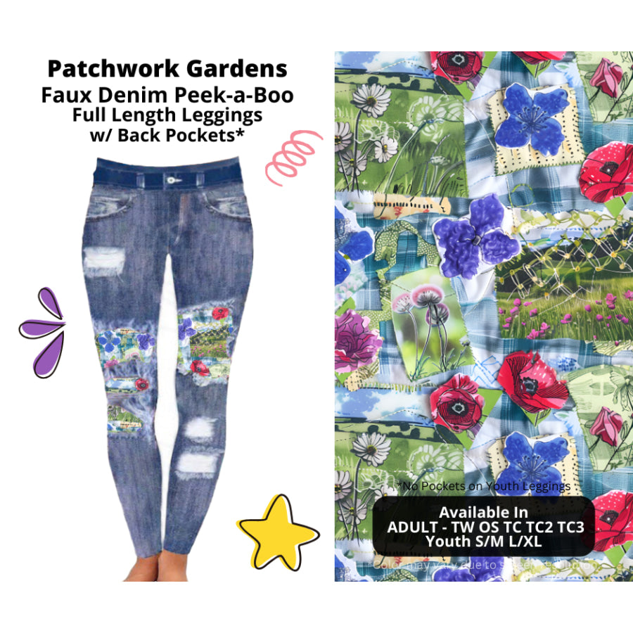 Preorder Custom Cardigans / Faux Denim Leggings / Shorts - Patchwork Gardens - Closes 5 Mar - ETA late Jun 2025 Cardigan