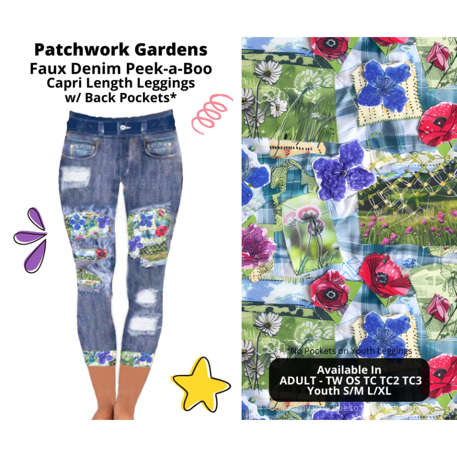 Preorder Custom Cardigans / Faux Denim Leggings / Shorts - Patchwork Gardens - Closes 5 Mar - ETA late Jun 2025 Cardigan