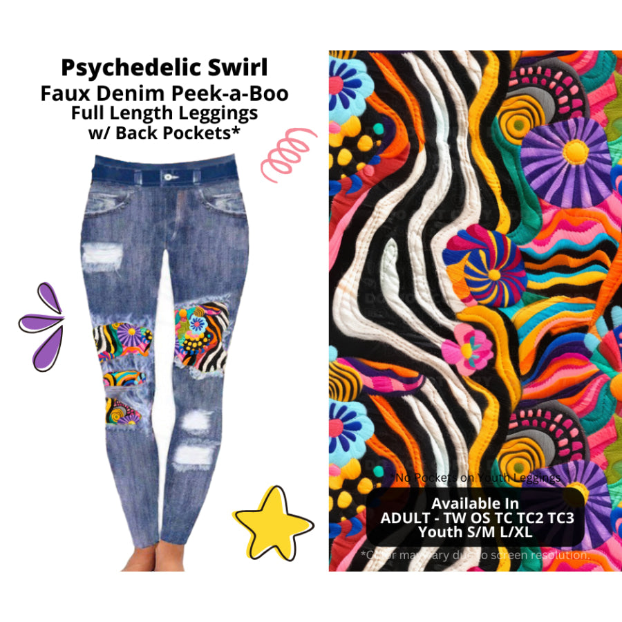 Preorder Custom Cardigans / Faux Denim Leggings / Shorts - Psychedelic Swirl - Closes 5 Mar - ETA late Jun 2025 Cardigan