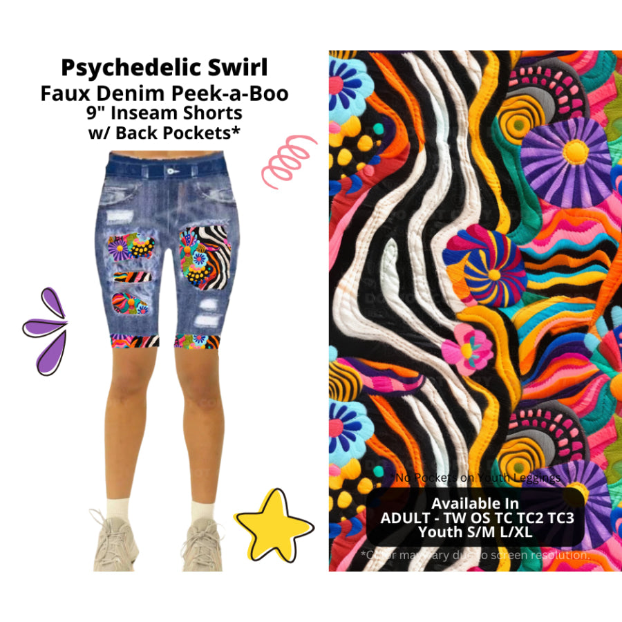 Preorder Custom Cardigans / Faux Denim Leggings / Shorts - Psychedelic Swirl - Closes 5 Mar - ETA late Jun 2025 Cardigan