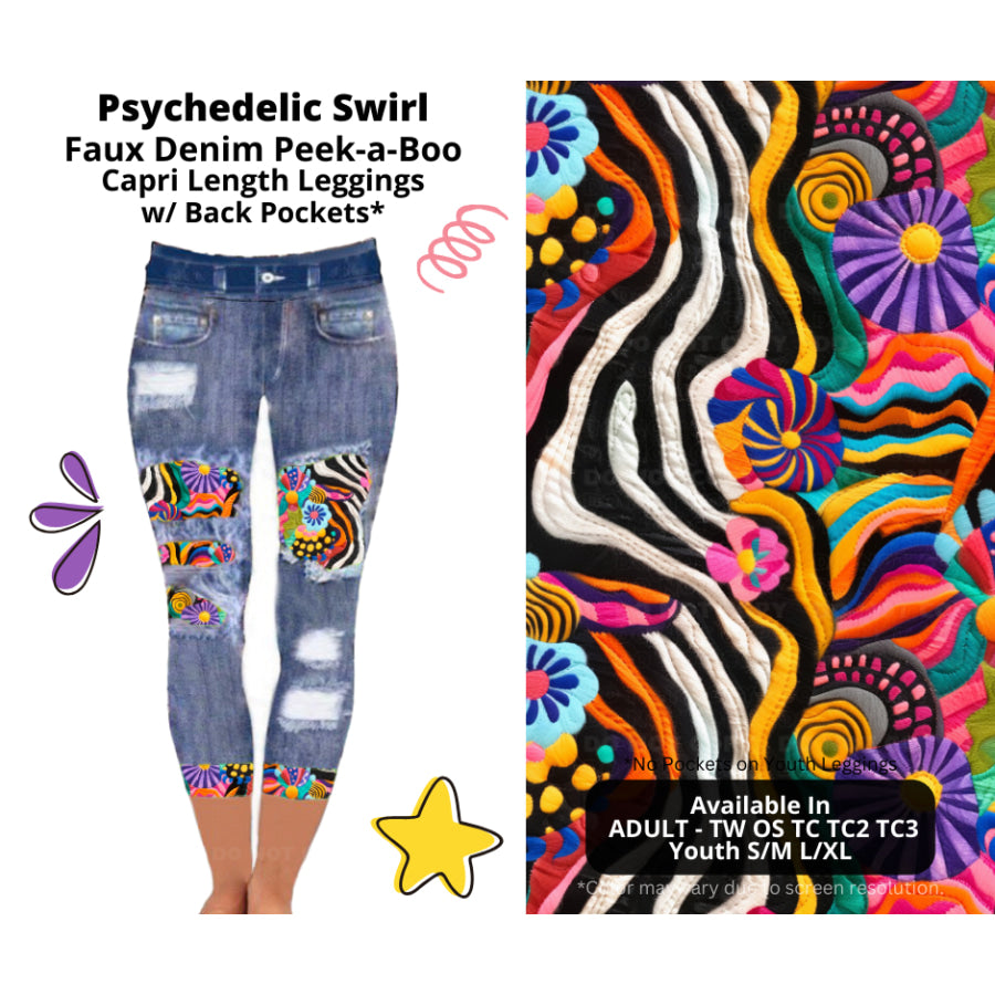 Preorder Custom Cardigans / Faux Denim Leggings / Shorts - Psychedelic Swirl - Closes 5 Mar - ETA late Jun 2025 Cardigan