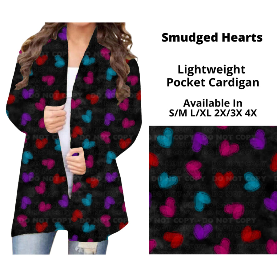 Preorder Custom Cardigans / Faux Denim Leggings - Smudged Hearts - Closes 20 Nov - ETA early Feb 2025 Cardigan