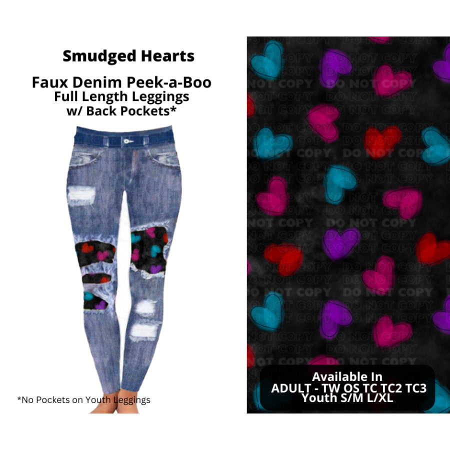 Preorder Custom Cardigans / Faux Denim Leggings - Smudged Hearts - Closes 20 Nov - ETA early Feb 2025 Cardigan