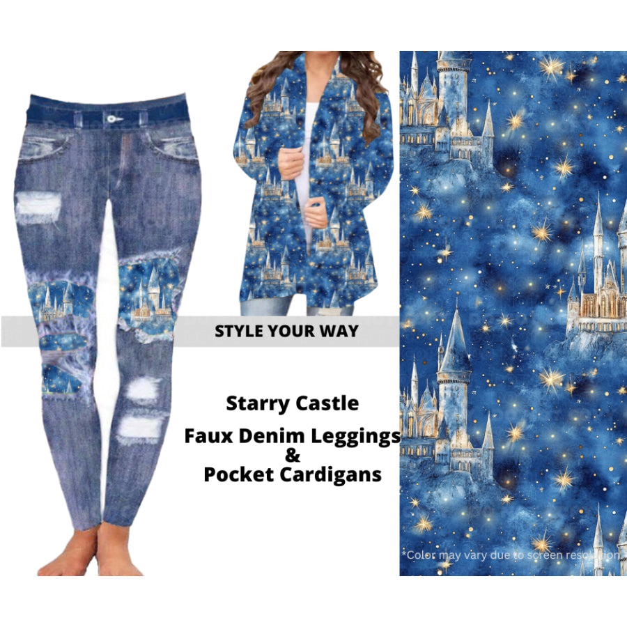 Preorder Custom Cardigans / Faux Denim Leggings - Starry Castle - Closes 10 Oct - ETA late Dec 2024 Cardigan