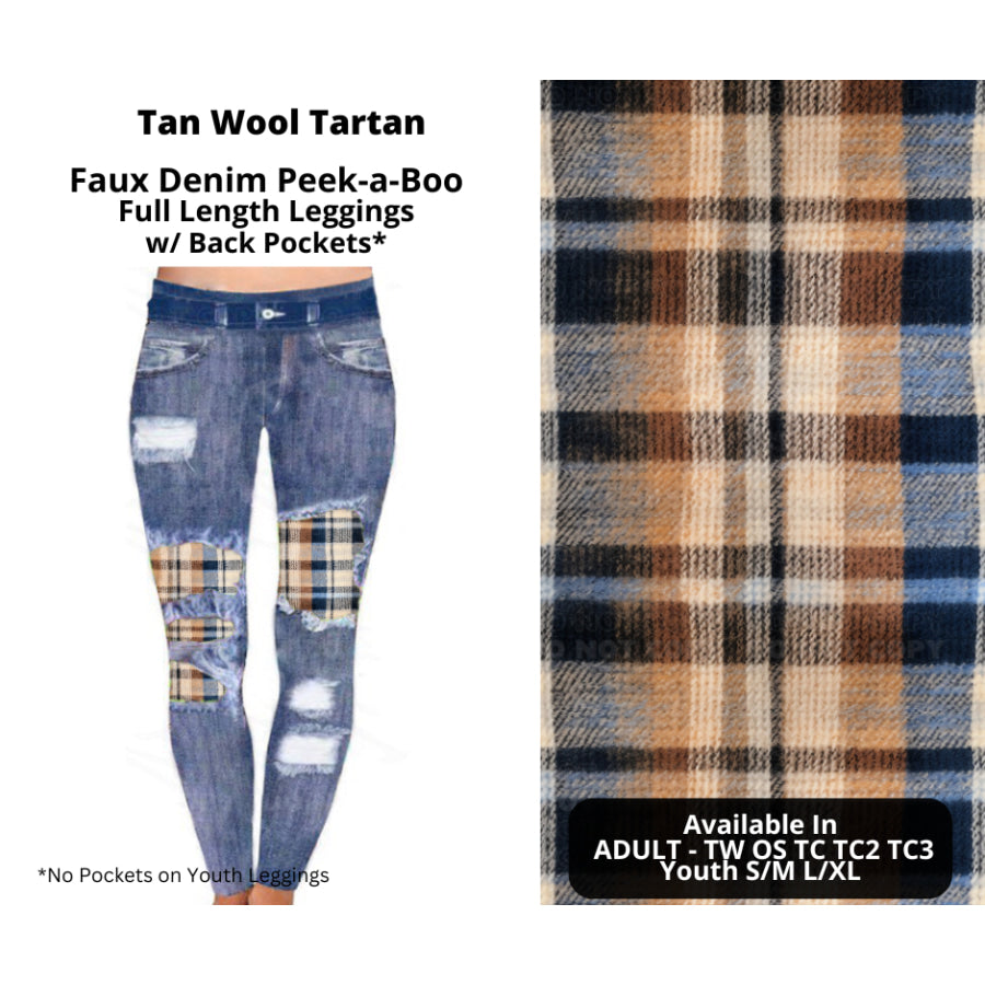 Preorder Custom Cardigans / Faux Denim Leggings - Tan Wool Tartan - Closes 19 Sep - ETA mid Dec 2024 Cardigan