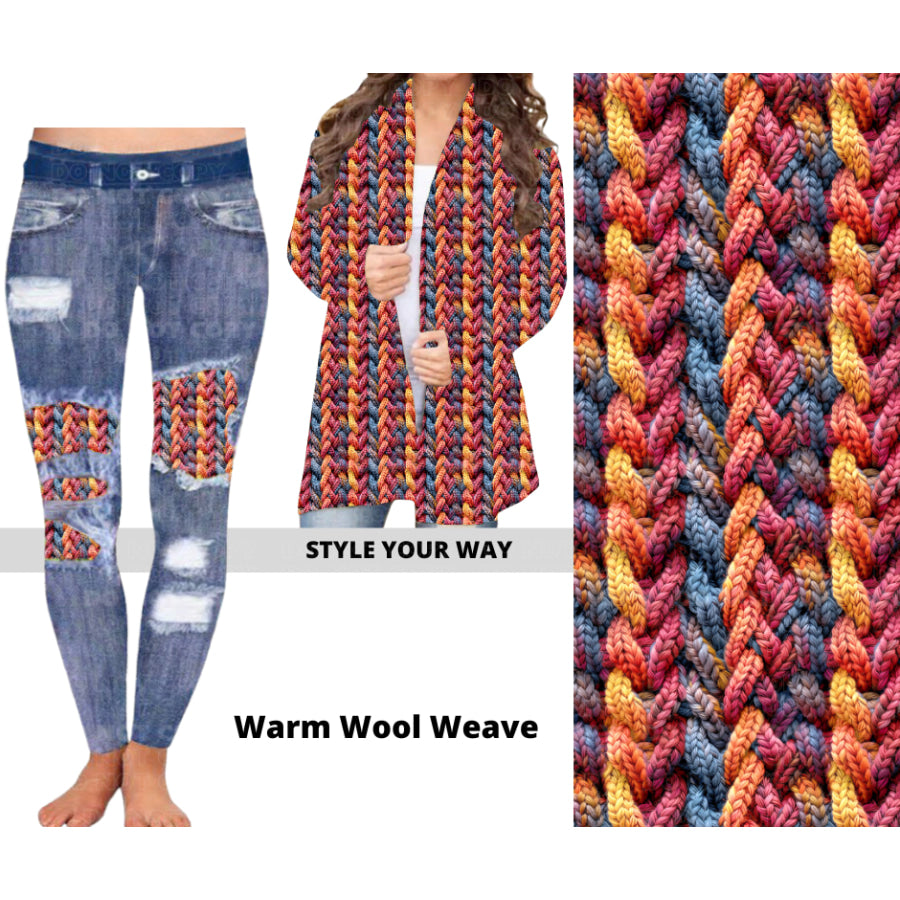 Preorder Custom Cardigans / Faux Denim Leggings - Warm Wool Weave - Closes 19 Sep - ETA mid Dec 2024 Cardigan