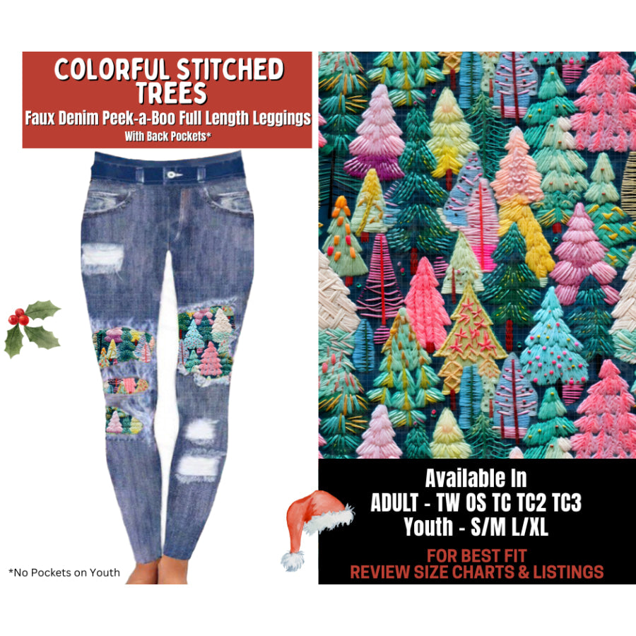 Preorder Custom Cardigans / Leggings - Colourful Stitched Trees - Closes 24 Sep - ETA late Jan 2026 Cardigan