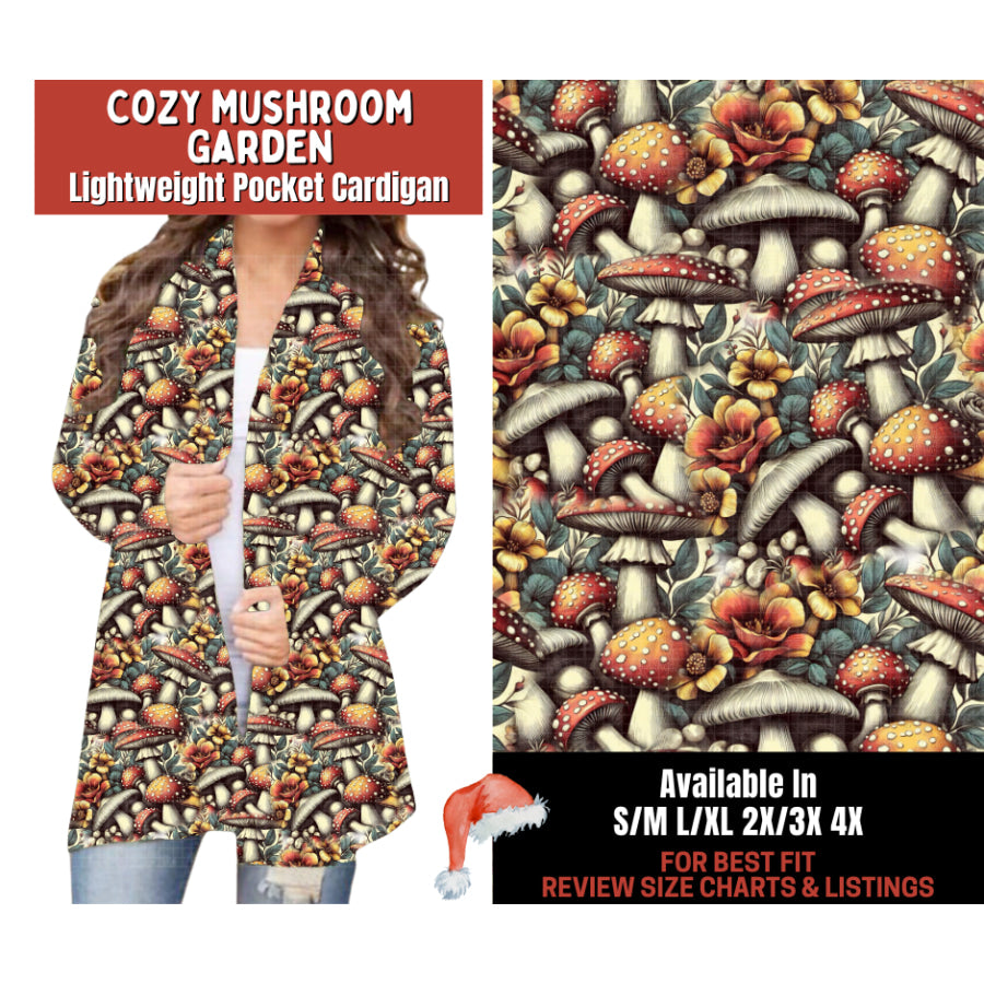 Preorder Custom Cardigans / Leggings - Cozy Mushroom Garden - Closes 24 Sep - ETA late Jan 2026 Cardigan