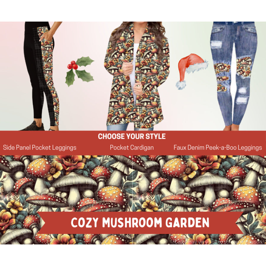 Preorder Custom Cardigans / Leggings - Cozy Mushroom Garden - Closes 24 Sep - ETA late Jan 2026 Cardigan