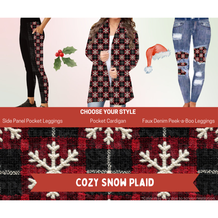 Preorder Custom Cardigans / Leggings - Cozy Snow Plaid - Closes 24 Sep - ETA late Jan 2026 Cardigan