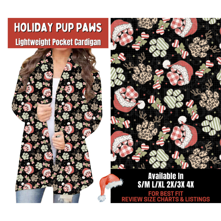 Preorder Custom Cardigans / Leggings - Holiday Pup Paws - Closes 24 Sep - ETA late Jan 2026 Cardigan
